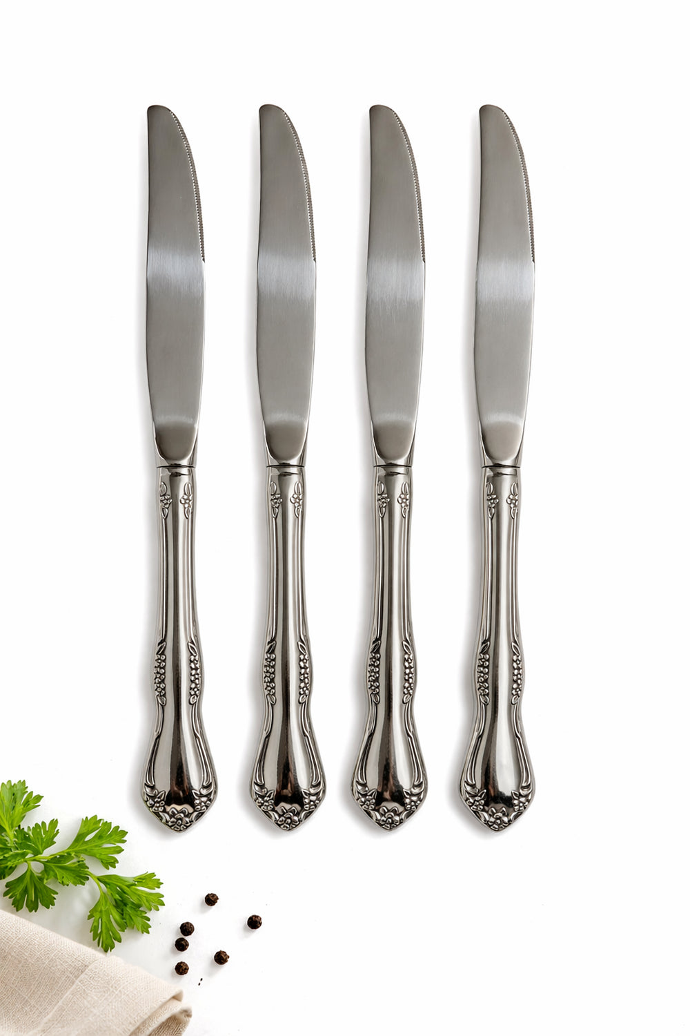Oneida Mansfield Woodcrest Wm Rogers Set of 4 Dinner Knives - Finest Flatware