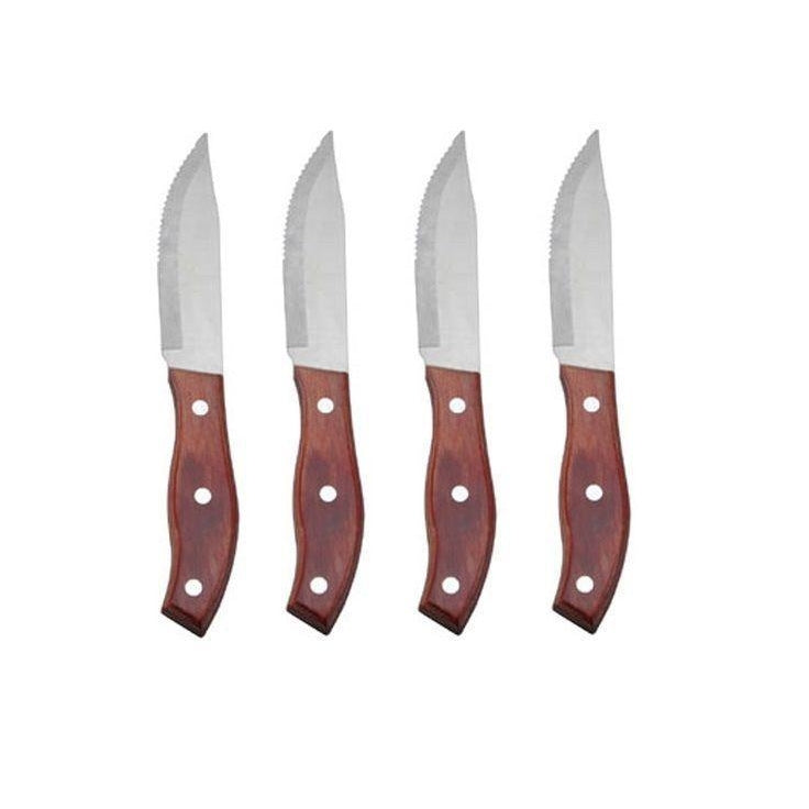 Oneida High Quality Wooden Steak Knives - Pacific Pattern - Set of 4 | Extra 30% Off Code FF30 | Finest Flatware
