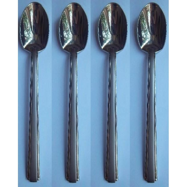 Oneida Satin Etage Set of 4 Iced Tea Spoons - USA Made | Extra 30% Off Code FF30 | Finest Flatware
